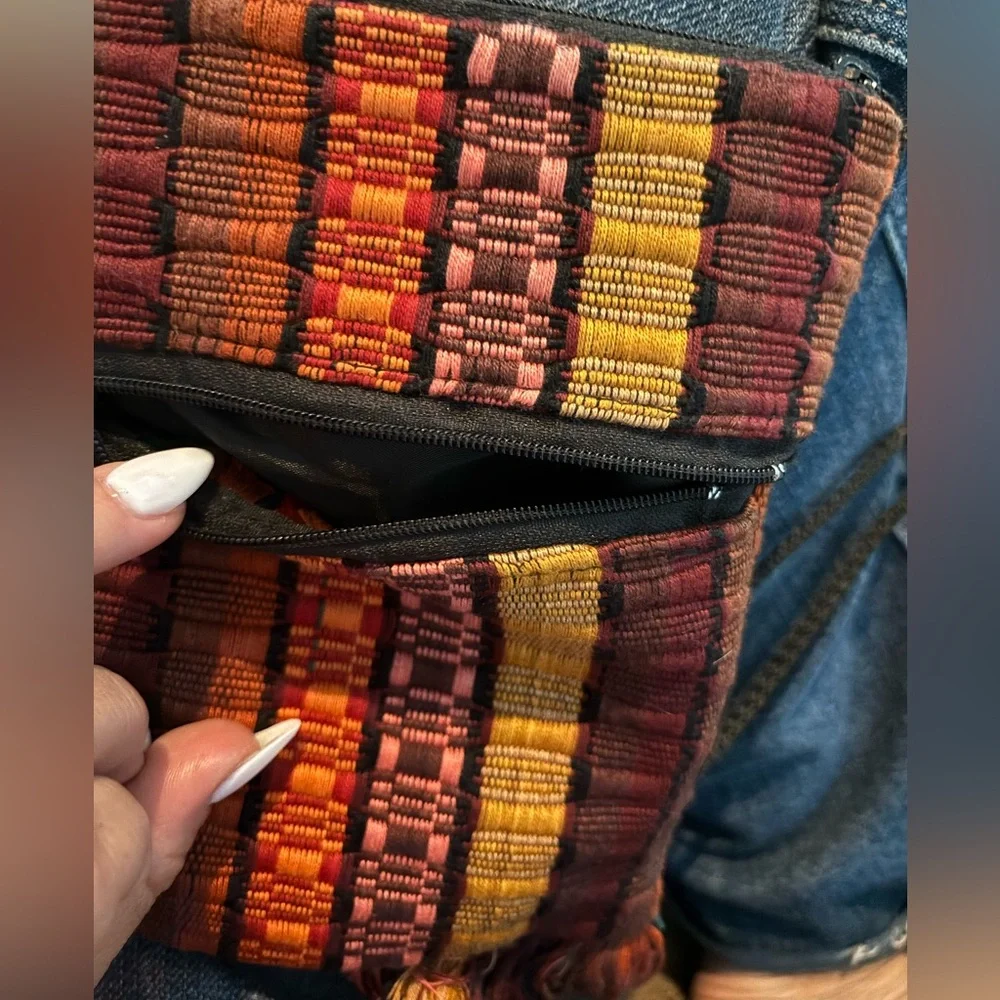 Handmade Boho Compact Crossbody Bag Woven Multicolor Festival Phone Small Purse